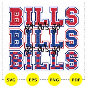 Buffalo Bills Fußball SVG, PNG, rot blau weiß (Digitaler Download)