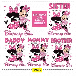 Immagine PNG per il terzo compleanno di Minnie Mouse: design coordinato per tutta la famiglia (download digitale)