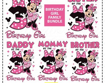 Minnie Mouse 3rd Birthday PNG: Family Matching Design (Digital Download)