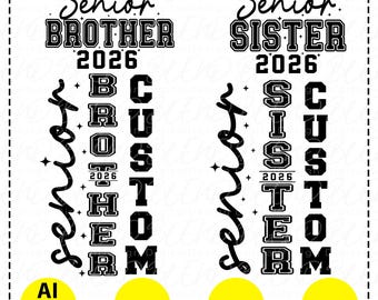 Senior Brother Sister 2026 SVG PNG, Graduation Shirt Design (Digital Download)