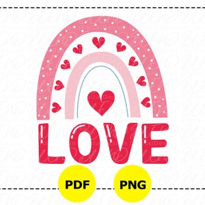 Amour arc-en-ciel Svg, Boho arc-en-ciel Svg, Saint-Valentin arc-en-ciel, chemise enfants Saint-Valentin Png, arc-en-ciel dessiné à la main, aimé arc-en-ciel Png, Cricut, Png, coeur