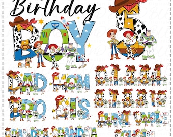 Toy Story Birthday Boy Family SVG PNG Bundle | Matching Family Party Graphics | Digital Download