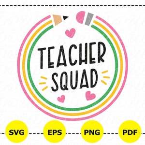Esquadrão de professores Svg Png, Camisa de professor Svg, Vibrações de professor Svg, De volta às aulas Svg, Professor Svg, Lápis de professor Svg, Presente para professor Svg