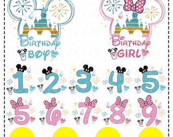 Disney Birthday Boy Girl SVG, Mickey Minnie Party Bundle