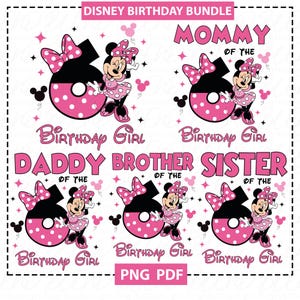 Minnie Mouse 6th Birthday PNG: Family Matching Shirt Graphic, Birthday Family Shirt Png, Mom Dad Birthday Girl Design (Digital Download)