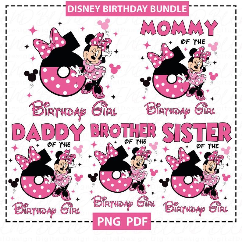 Minnie Mouse 6th Birthday PNG: Family Matching Shirt Graphic, Birthday Family Shirt Png, Mom Dad Birthday Girl Design (Digital Download)