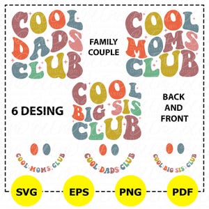 Cool Family Shirt Svg, Cool Moms Club Svg, Cool Dads Club Svg, Cool Big Sis Club, retro Svg, golvend Svg, Moms Svg, Moms To Be, Dads To Be, Cricut