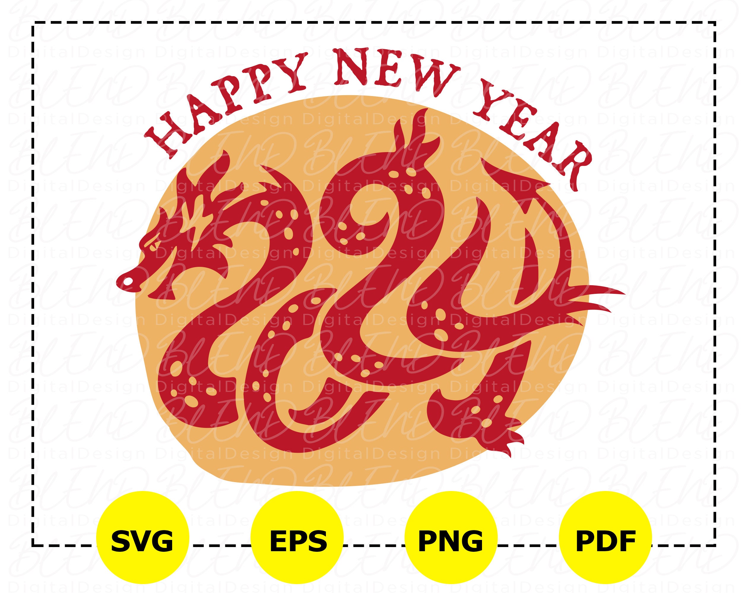Chinese New Year Svg, Chinese Zodiac 2024, Year of the Dragon 2024 Svg