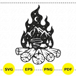 Fogueira ao ar livre Svg, camiseta de acampamento faça você mesmo, vida de acampamento Svg, camping Svg, aventura Svg, clipart de fogueira, camiseta de acampamento, Cricut e silhueta