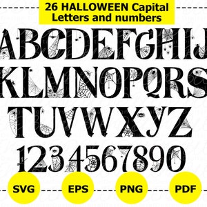Halloween spindelnätsalfabet och siffror (digital nedladdning)