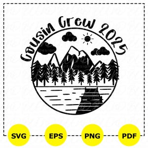 いとこクルー 2025 SVG、PNG、いとこチーム SVG、いとこスクワッド SVG、いとこクルー SVG、いとこ名言 SVG、家族旅行 SVG、家族の再会 SVG、クリカット