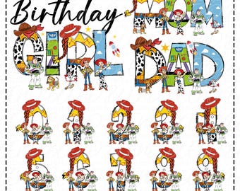 Toy Story Birthday Girl SVG PNG (1-9 years), Family Party Graphics (Digital Download)
