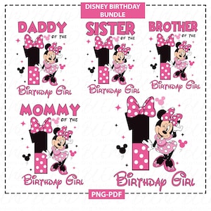 Minnie Mouse 1st Birthday PNG: Family Matching Shirt Graphic, Birthday Family Shirt Png, Mom Dad Birthday Girl Design (Digital Download)