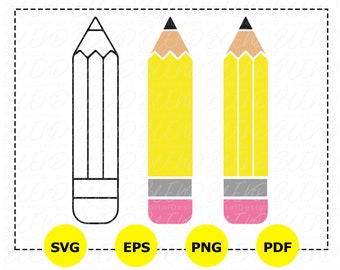 Pencil Svg, Pencil Png, Vector Pencil, School Pencil Svg, School Svg, Pencil Clipart, Pencil Cut File, Back to School Svg, Silhouette, Eps