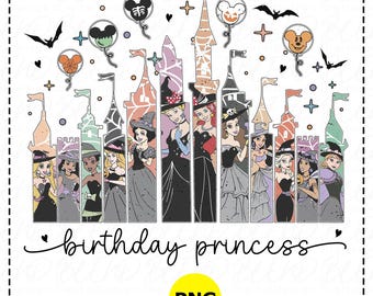 Birthday Princess Halloween PNG: Disneyland Spooky Design (Digital Download)