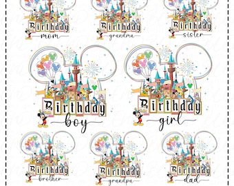 Disney Family Birthday PNG, Disney Birthday Girl Shirt Png, Disney Birthday Boy Png, Disney Birthday Squad, Mickey Minnie, Mickey Kids Party
