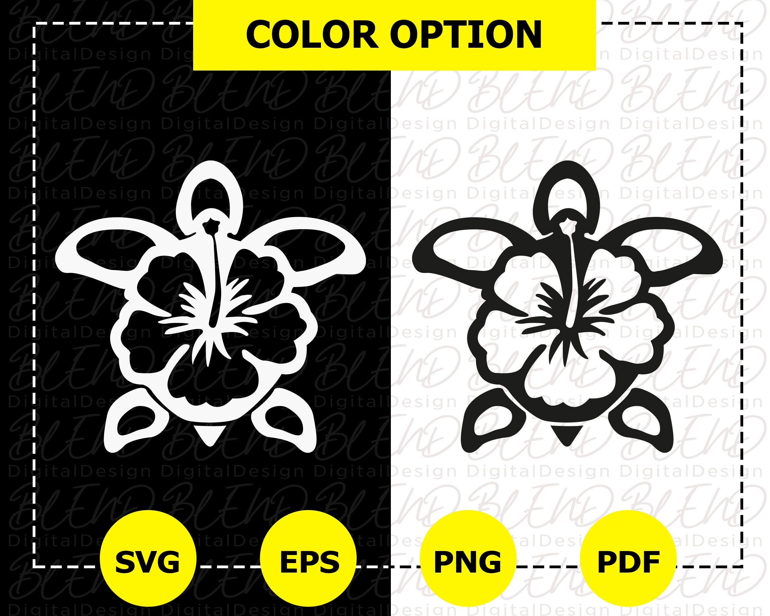 Hawaiian Turtle Svg, Hibiscus Flower Svg, Hawaii Png, Summer Svg, Hibiscus Svg, Trendy Svg Png, Tropical Beach Summer Svg, Cricut Silhouette