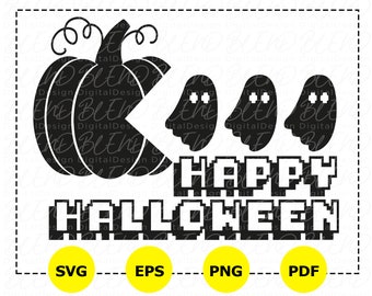 Funny Halloween Character SVG, Pumpkin Ghost Design (Digital Download)