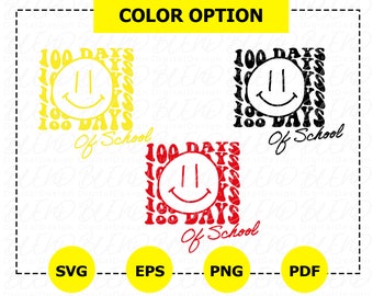 100 Days of School SVG, Retro Smiley Face, Teacher Shirt (Digital Files)
