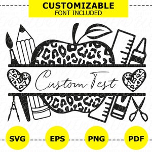 Teacher Svg, Teacher Split Monogram Svg, Teacher Leopard Svg, Back to School Svg, Silhouette Cricut Cut Files Svg, Teacher Svg Stationery