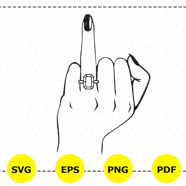 Wedding Finger Svg, Engaged Finger Svg, Wifey Diamond Ring, Ring Finger Svg, Vector Cut File Fot Cricut, Silhouette, Decal, Sticker, Vinyl