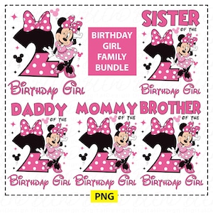 Minnie Mouse 2nd Birthday PNG: Family Matching Shirt Graphic, Birthday Family Shirt Png, Mom Dad Birthday Girl Design (Digital Download)