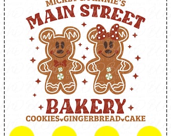 Christmas Mickey Minnie Gingerbread Bakery SVG, PNG, PDF