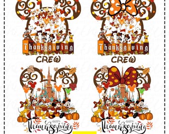 Mickey Minnie Thanksgiving PNG Bundle, Thanksgiving Family PNG, Fall Turkey Shirt Design