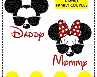 Mickey and Minnie Daddy Mommy Disney Family SVG Bundle (Digital Download)