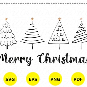 Merry Christmas Tree Svg, Christmas Svg, Christmas Tree Svg, Pine Tree Svg Bundle, Christmas Clipart, Christmas Tree Png, Christmas Digital