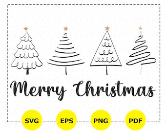 Merry Christmas Tree Svg, Christmas Svg, Christmas Tree Svg, Pine Tree Svg Bundle, Christmas Clipart, Christmas Tree Png, Christmas Digital