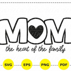 Mamma il cuore della famiglia in formato Svg, mamma vita in formato Svg, mamma forte, bella, degna, amata in formato Svg, divertente mamma in formato Svg, ragazza mamma Png, camicia mamma ragazzo, cuore