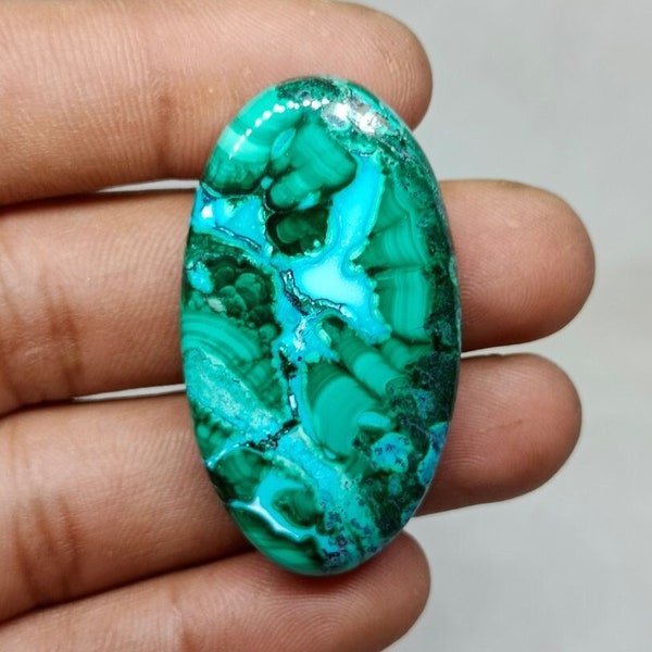 Beautiful ! Chrysocolla Malachite Natural, Smooth Chrysocolla Malachite Gemstone Wholesaler Price Loose Stone(Size 44X25X8 mm) 91 Cts.A-1423