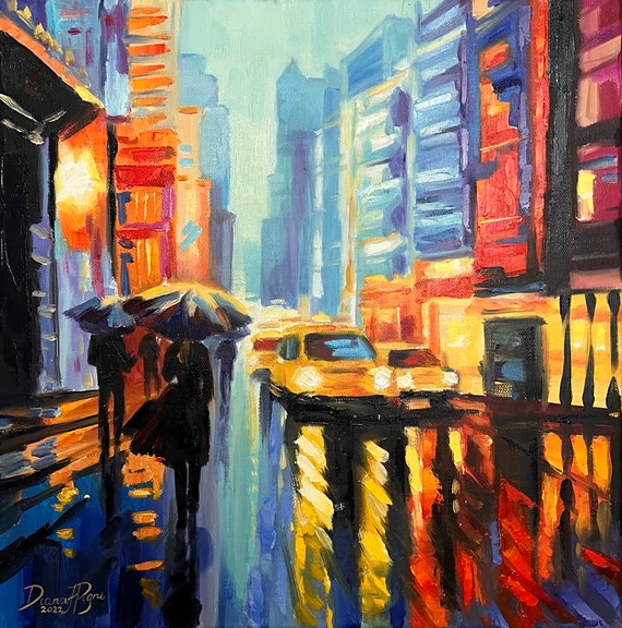 Paint by Numbers for Adults Beginner - Landscape Street Scenery Paint by Numbers,New York Skyline Oil Painting Art on Canvas Without Frame for Home