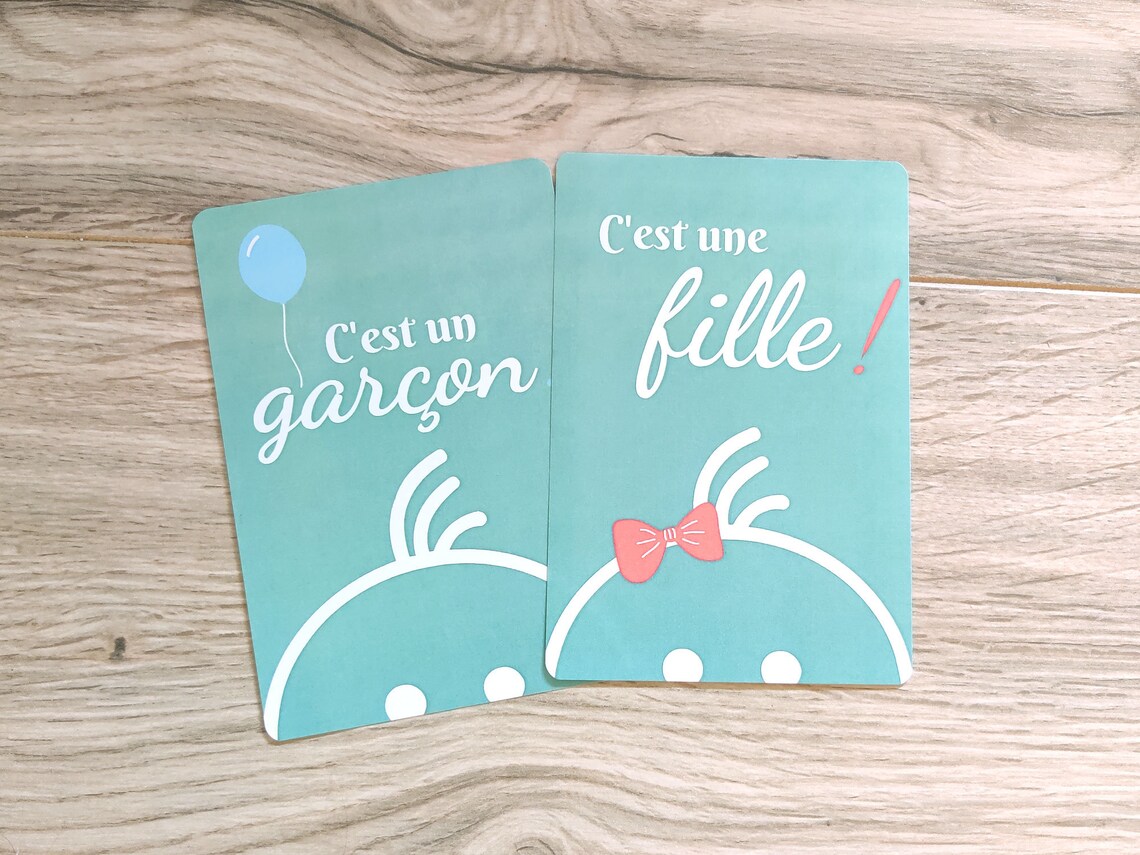 Carte révélation sexe bébé garçon ou fille Gender Reveal PDF — free download