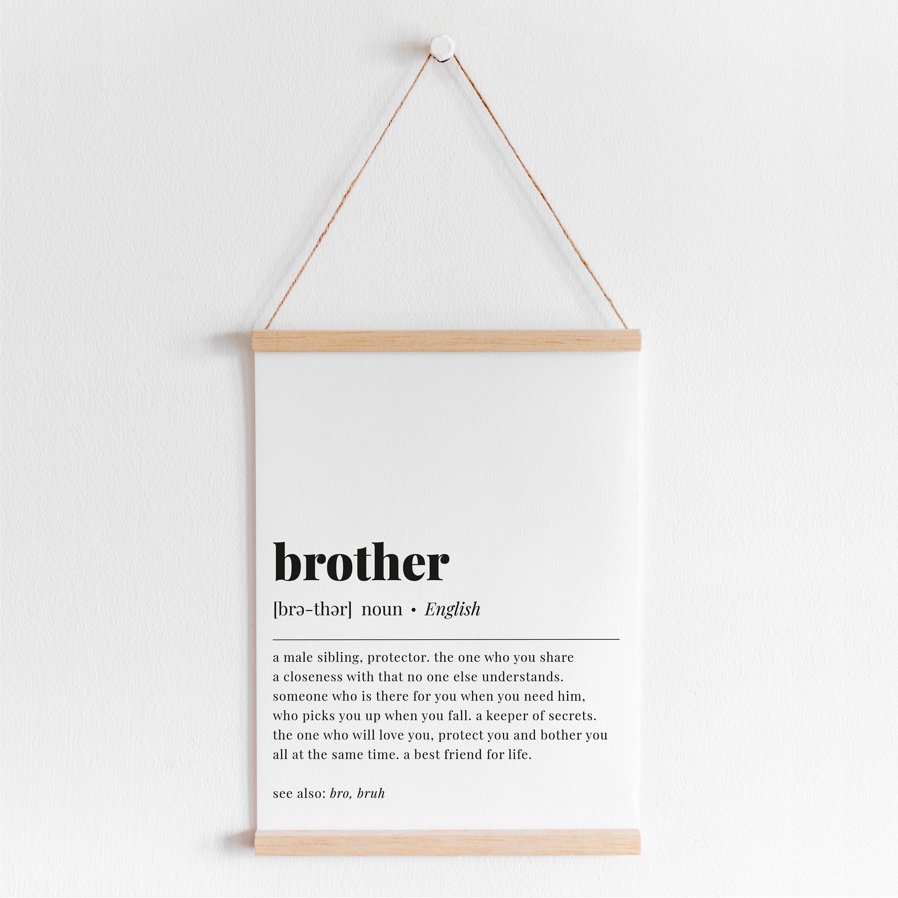 Brother Definition Print Gift for Brother Noun Meaning Instant Download