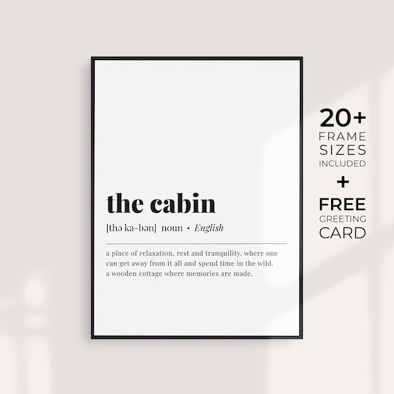 Cabin Definition Print Cabin Decor Printable Cabin Wall Art Etsy