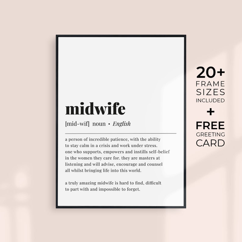 Midwife Definition Print Midwife Gift Midwife Thank You Gift Printable