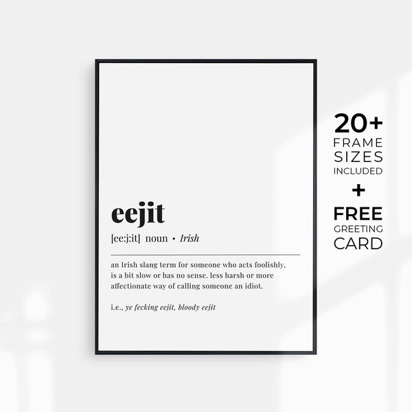 Eejit Definition Print Irish Slang Eejit Poster Instant Download Irish Gifts Funny St Patricks Day Gift Printable Wall Art Eejit Meaning