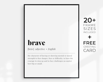 Brave Definition Printable Wall Art Brave Meaning Bravery Poster Digital Download Motivational Wall Decor Brave Quote Brave Wall Art Courage