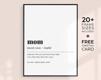 Mom Definition Print Art Mother's Day Gift Dictionary Meaning of Mom Quote Poster Digital Download Funny Gift for Mom Birthday Gift for Mom