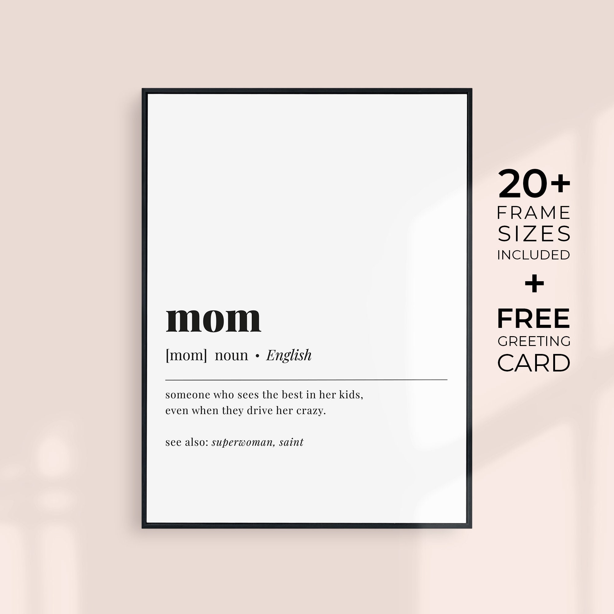 Mom Definition Print Art Mother's Day Gift Dictionary Meaning of