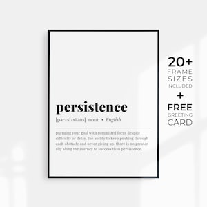 Persistence Definition Printable Wall Art Persistence Quote Digital Download Persistence Print Motivational Office Decor Motivational Gift