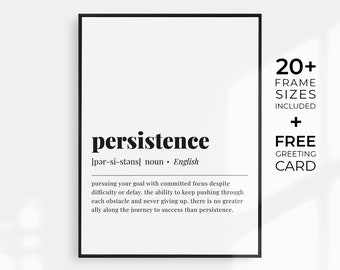 Persistence Definition Printable Wall Art Persistence Quote Digital Download Persistence Print Motivational Office Decor Motivational Gift