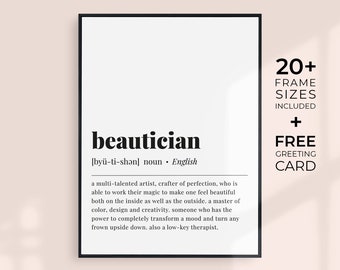 Beautician Definition Print Beautician Gift for Beautician Beauty Therapist Gift Beauty Salon Decor Beauty Room Wall Art Beautician Poster