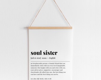 Soul Sister Definition Print Best Friend Gift Printable Bestie