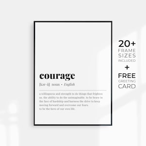 Courage Definition Printable Courage Quote Wall Art Motivational Prints Courage Dictionary Art Typography Poster Courage Office Wall Decor