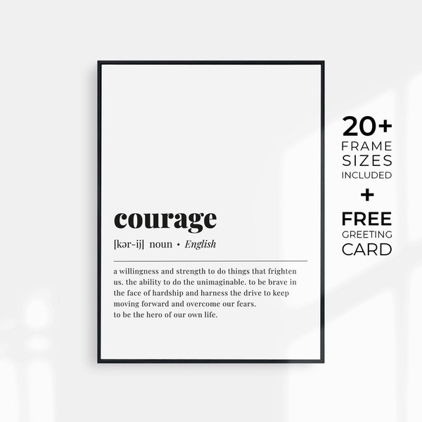 Courage Definition Printable Courage Quote Wall Art Motivational Prints Courage Dictionary Art Typography Poster Courage Office Wall Decor