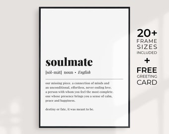 Définition de l'âme sœur - Affiche romantique - Cadeau d'anniversaire - Citations d'amour pour la Saint-Valentin - Cadeau pour la Saint-Valentin - Cadeau pour petit ami