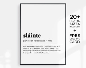 Slainte Definition Print Irish Blessing druckbare Slainte Poster Sofortiger Download Gaeilge Geschenke St Patricks Day Decor Irish Cheers Zitat Bar
